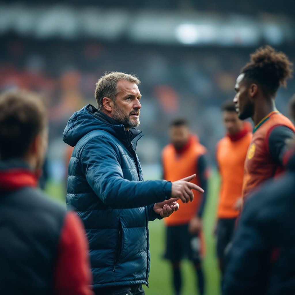 Entrenador deportivo guiando un grupo
